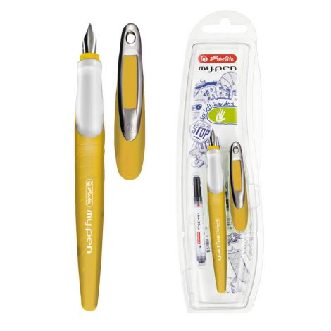 Pióro wieczne Herlitz My Pen dla leworęcznych, Żółto-białe - 2